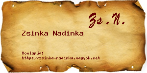 Zsinka Nadinka névjegykártya